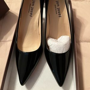 New in box Jon Josef black patent leather high heels retail $198 size 7 med